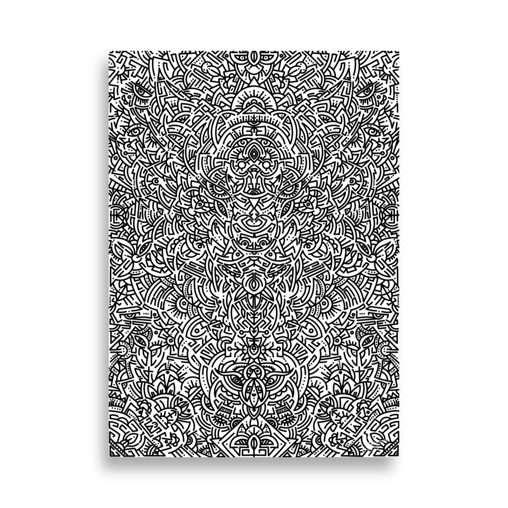 Tyger - Fractal and Lines - Poster/Print (B&W)