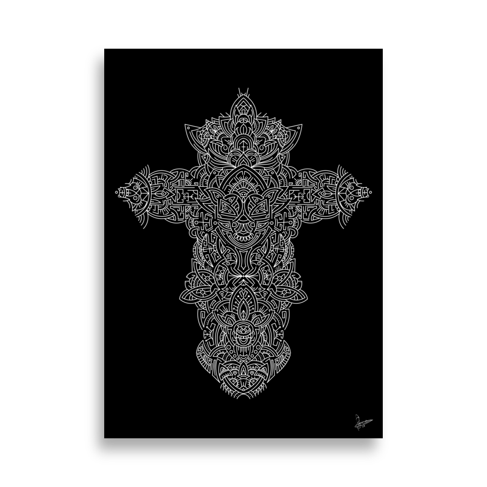 Cross - Art = Therapy - Fractal and Lines - Poster/Print