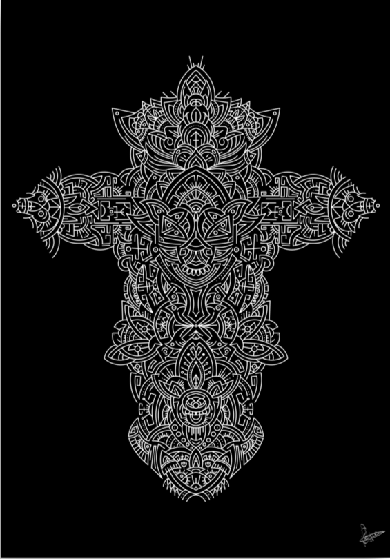 Cross - Art = Therapy - Fractal and Lines - Poster/Print